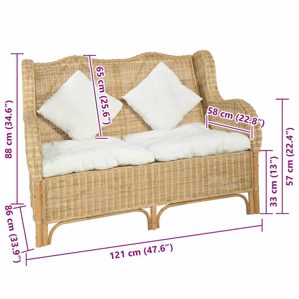 Canapé 2 places Rotin naturel et lin - XIOS