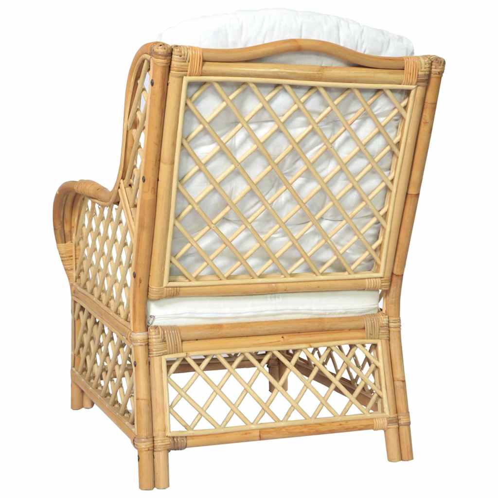 Canapé avec coussin Rotin naturel et lin