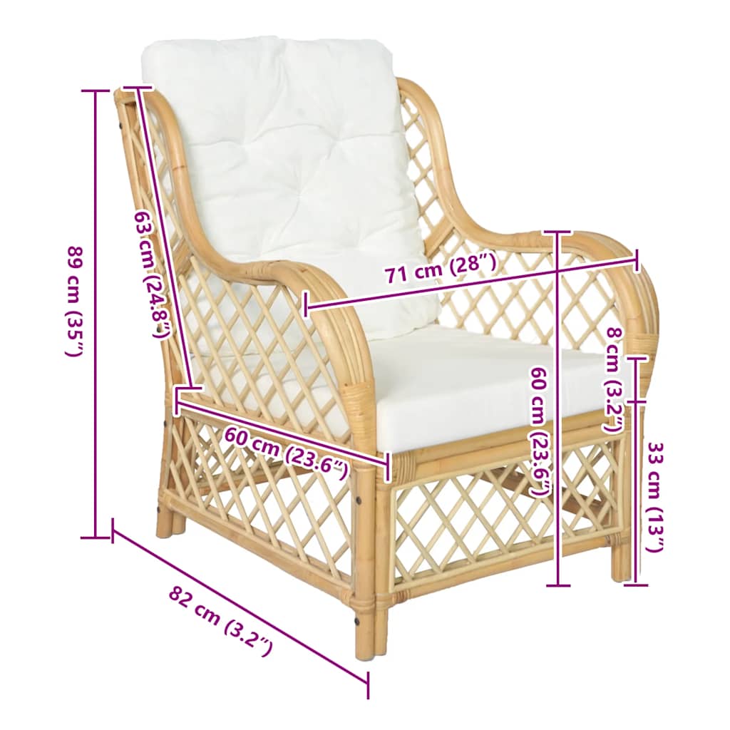 Canapé avec coussin Rotin naturel et lin - XIOS