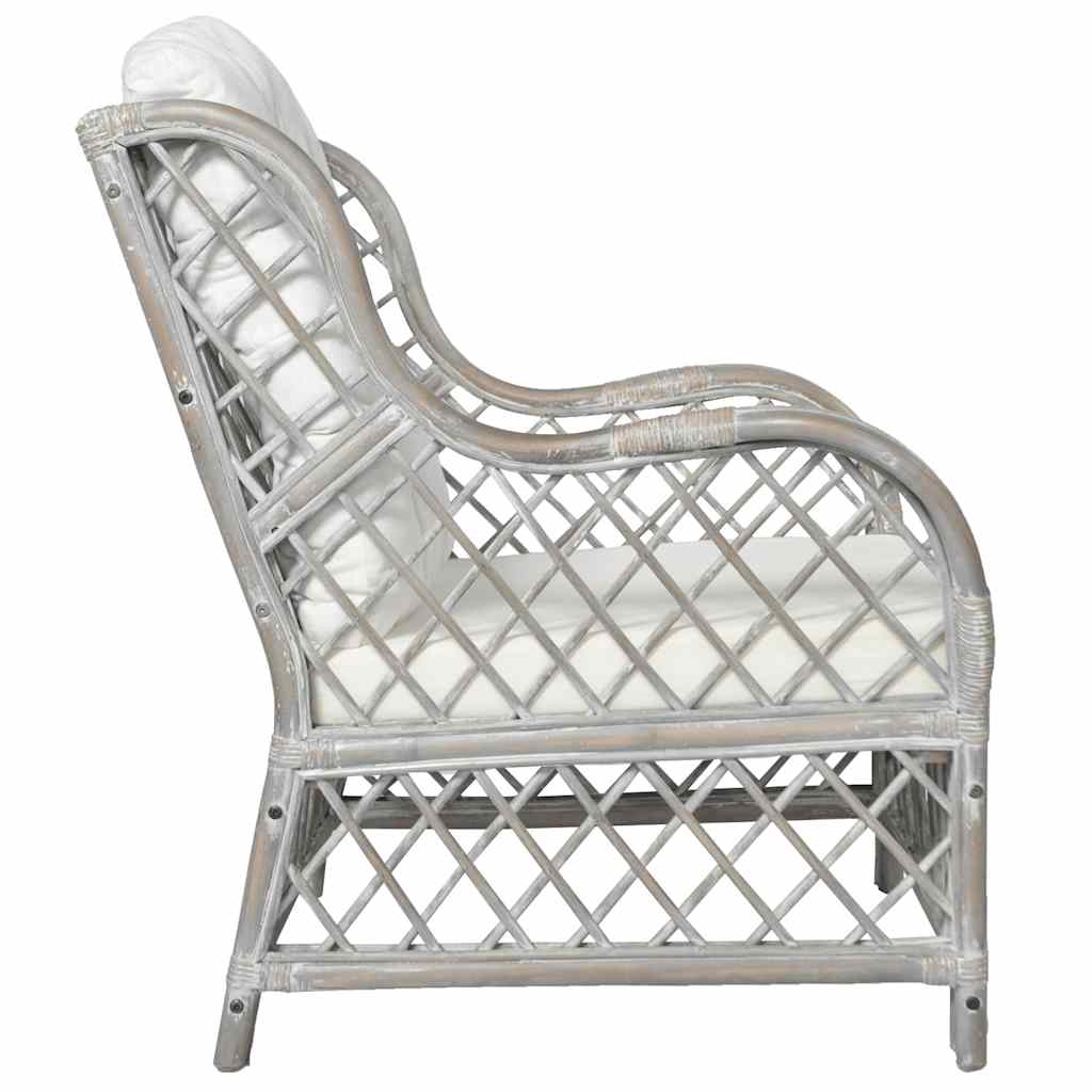 Canapé avec coussin Gris Rotin naturel et lin - XIOS