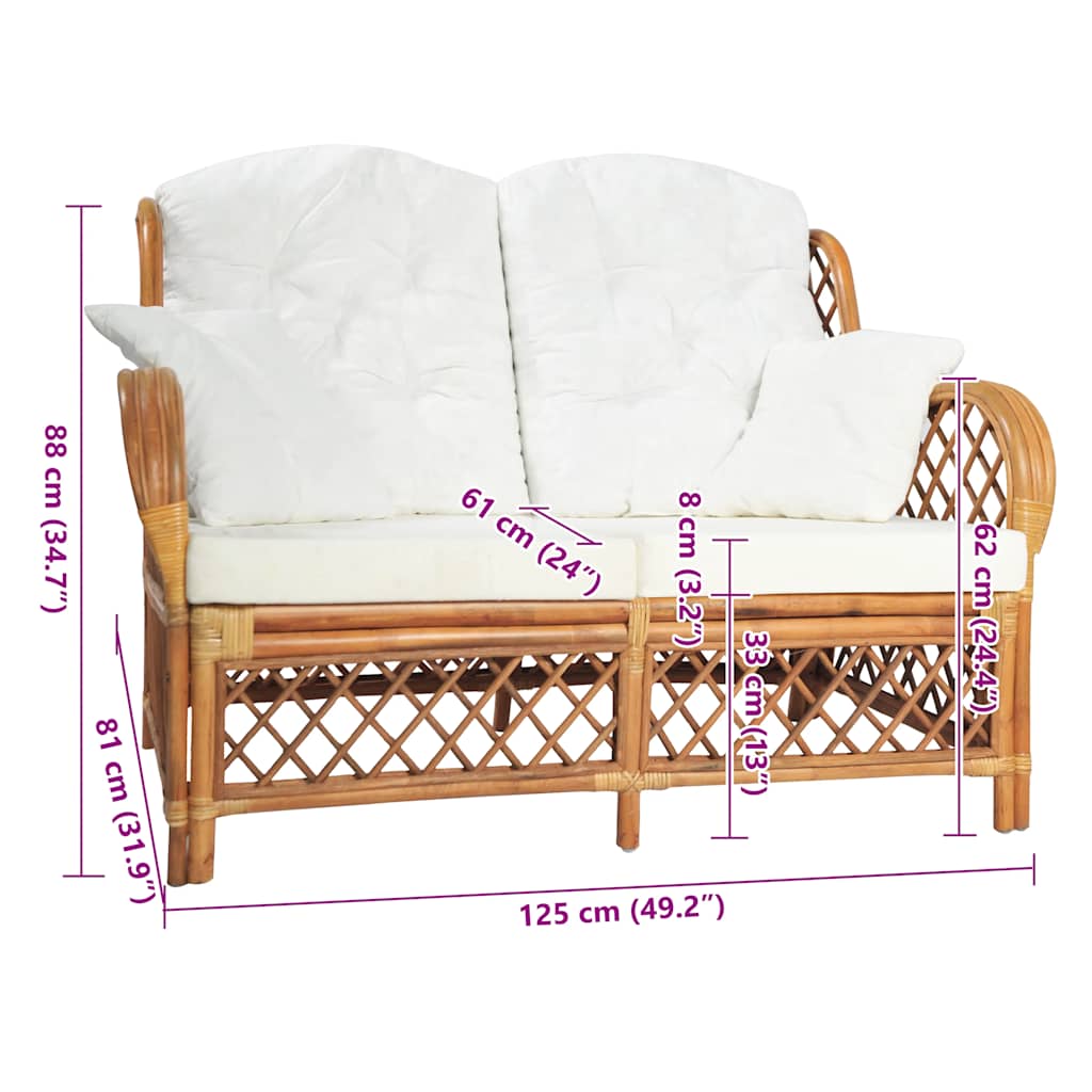 Canapé à 2 places Marron clair Rotin - XIOS