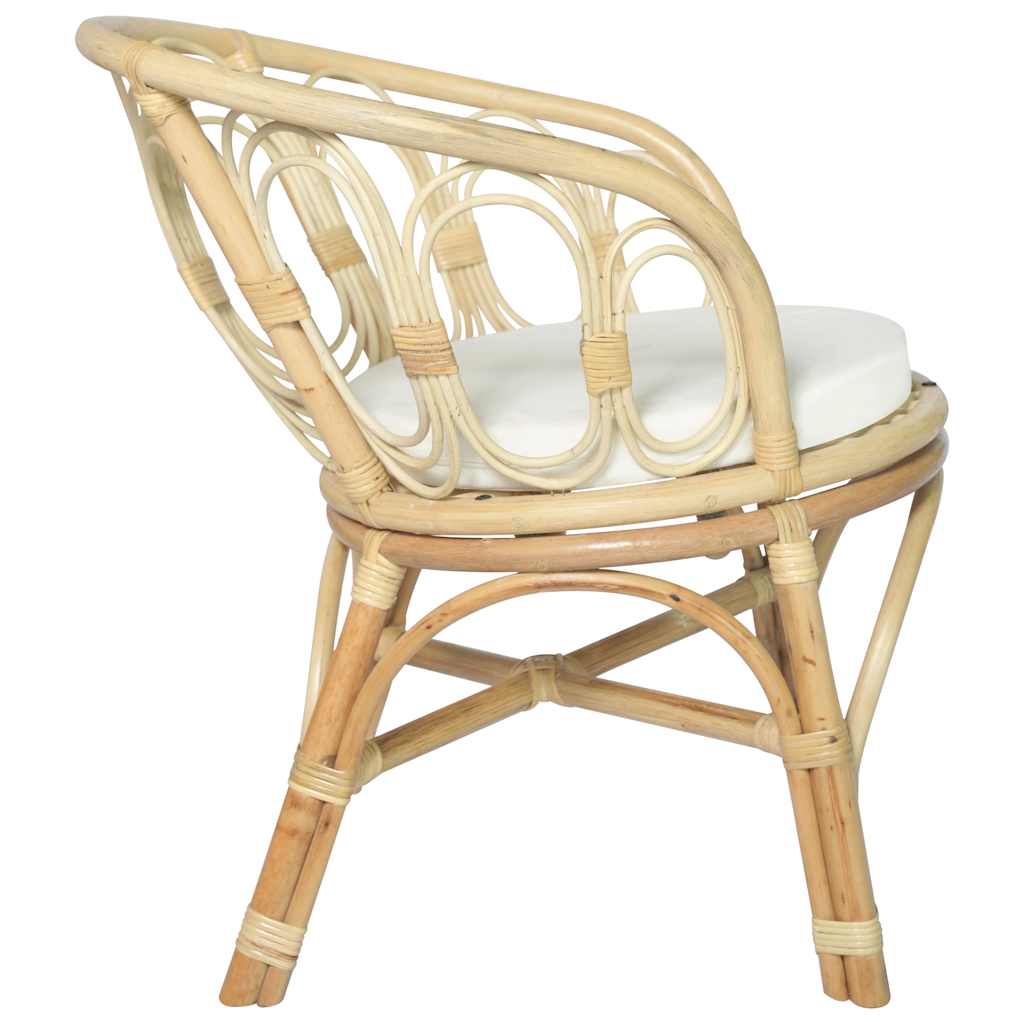 Chaise à manger avec coussin Rotin naturel et lin - XIOS
