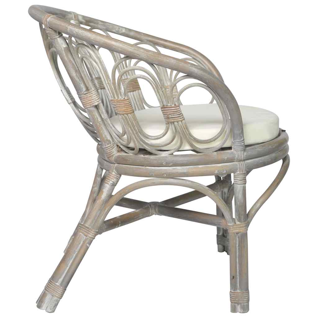 Chaise de salle à manger avec coussin gris Rotin naturel et lin - XIOS