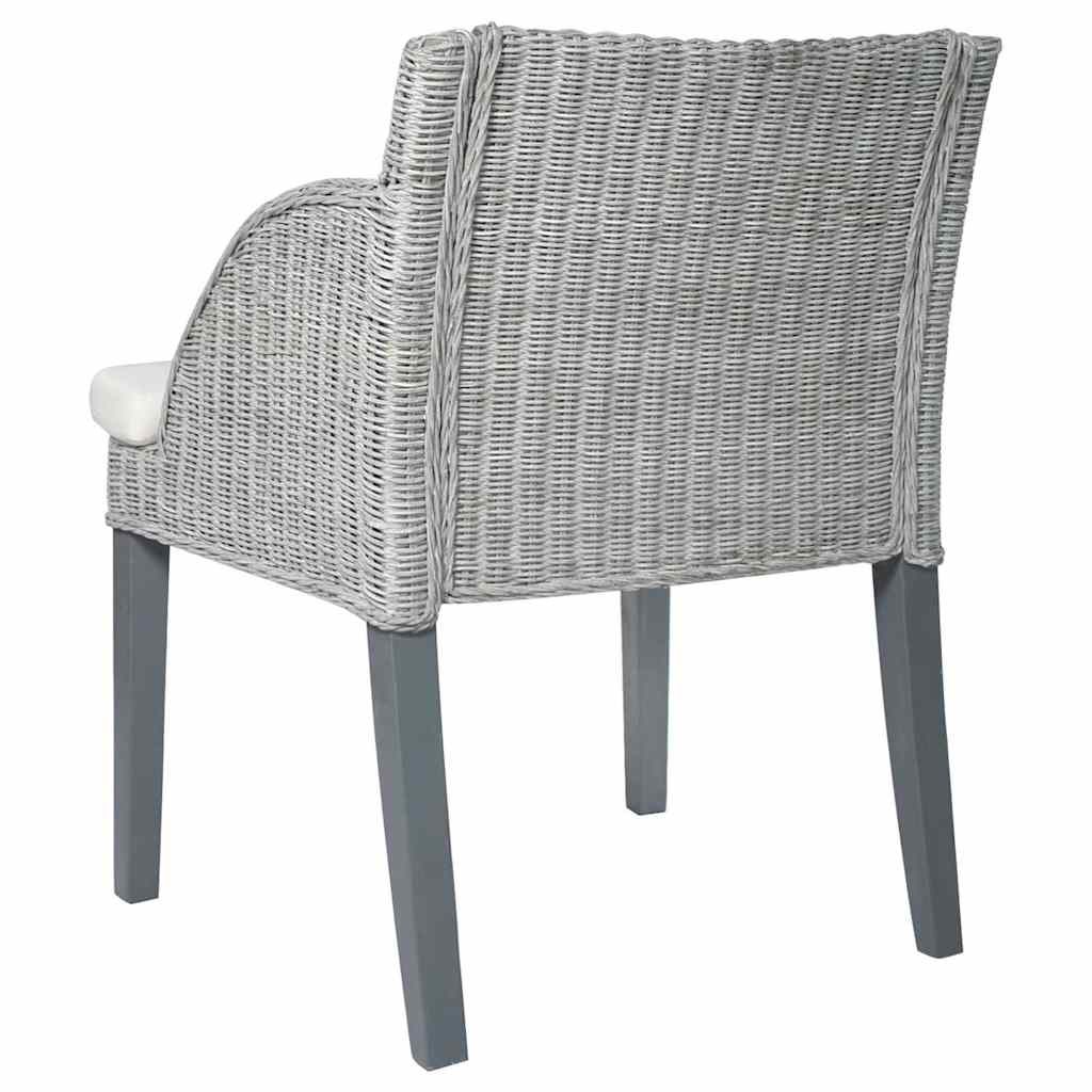 Chaises à manger avec coussins lot de 2 gris rotin naturel - XIOS