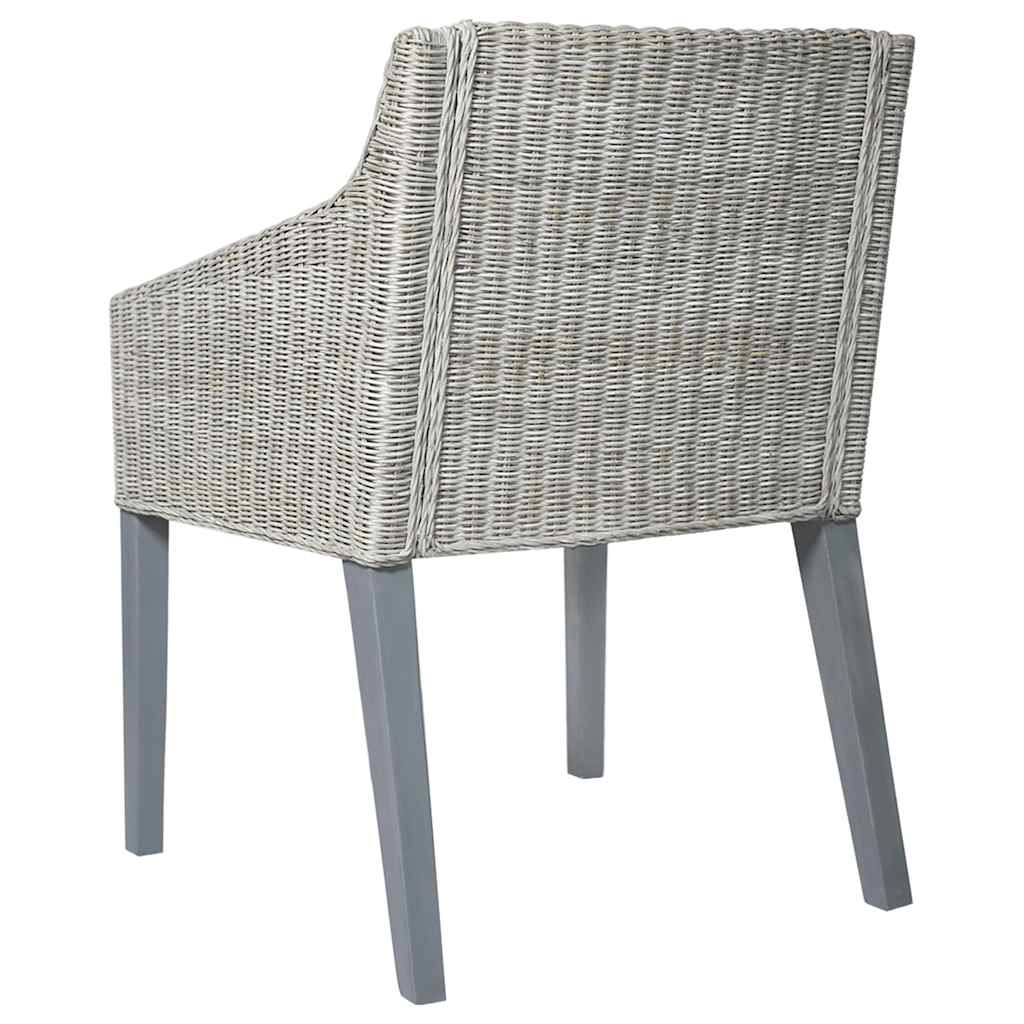 Chaises à manger avec coussins lot de 2 gris rotin naturel - XIOS