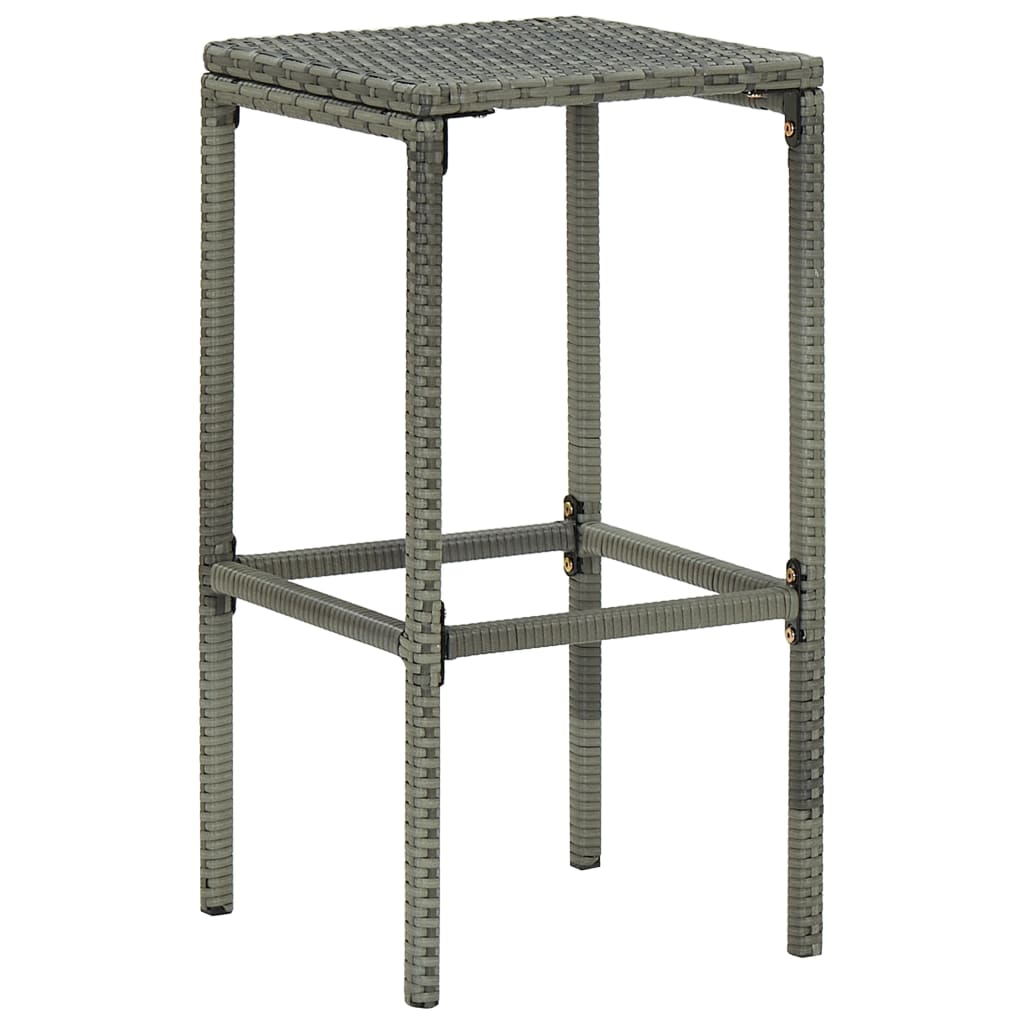 Tabourets de bar avec coussins lot de 2 gris résine tressée - XIOS