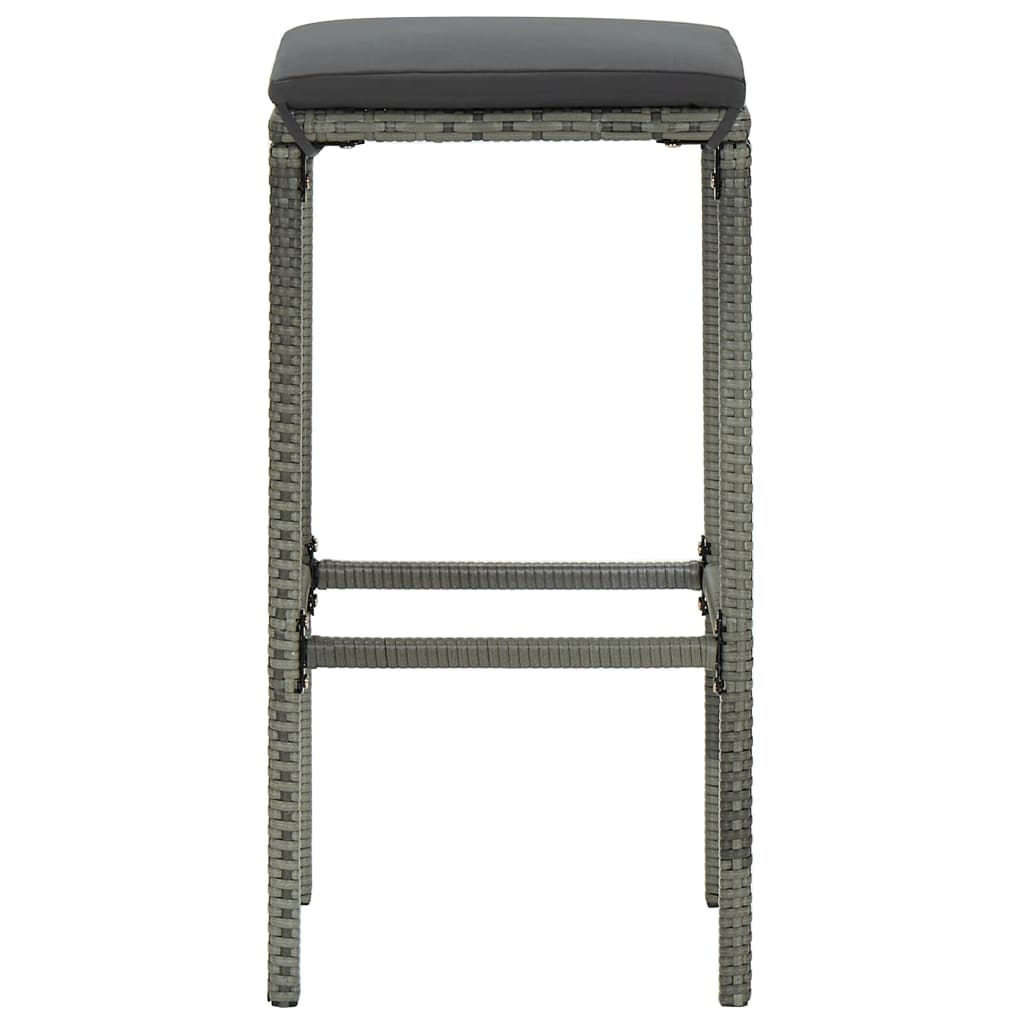 Tabourets de bar avec coussins lot de 2 gris résine tressée - XIOS