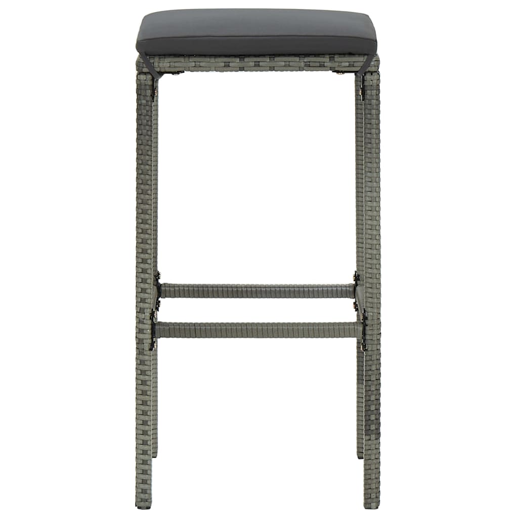 Tabourets de bar avec coussins lot de 3 gris résine tressée - XIOS