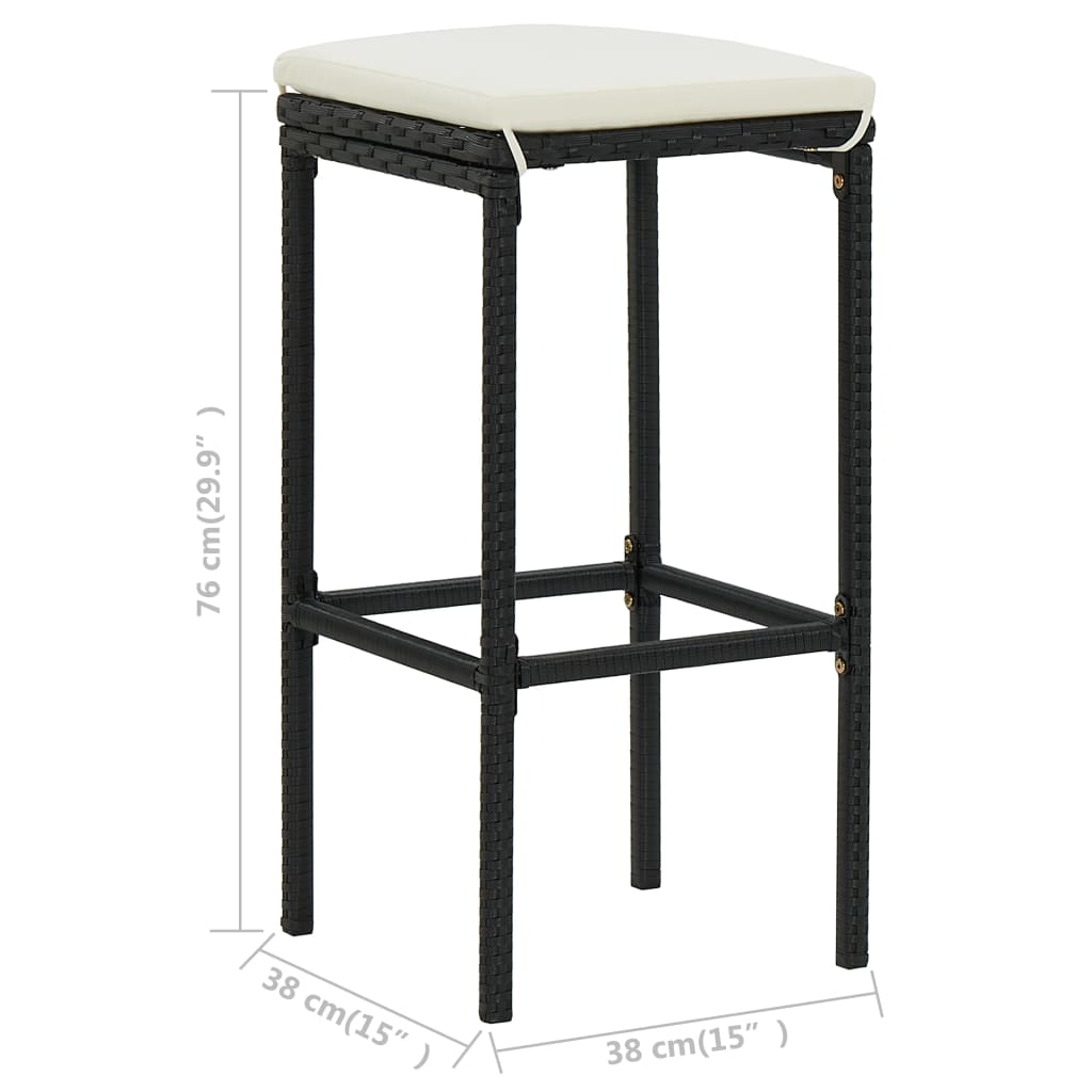 Tabourets de bar avec coussins lot de 6 noir résine tressée - XIOS