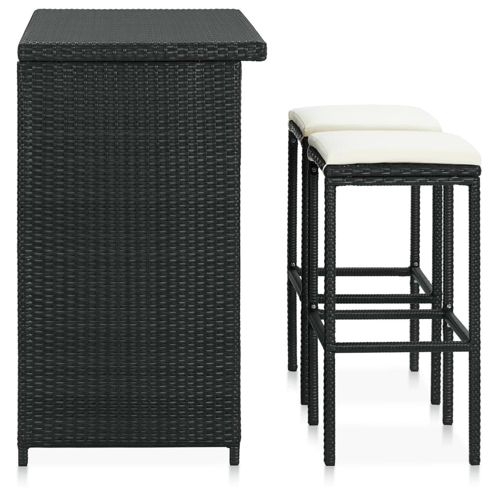 Ensemble de bar 3 pcs Résine tressée Noir - XIOS