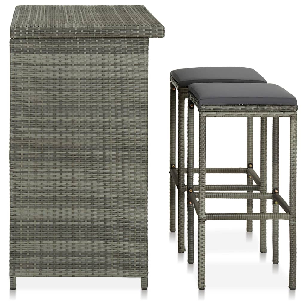 Ensemble de bar 3 pcs Résine tressée Gris - XIOS