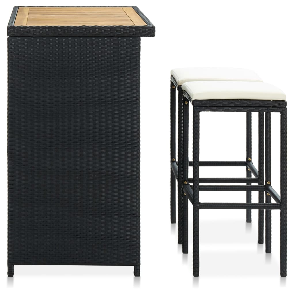 Ensemble de bar 3 pcs Résine tressée Noir - XIOS