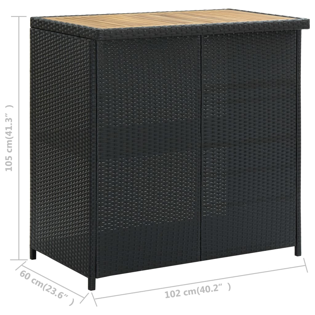 Ensemble de bar 3 pcs Résine tressée Noir - XIOS