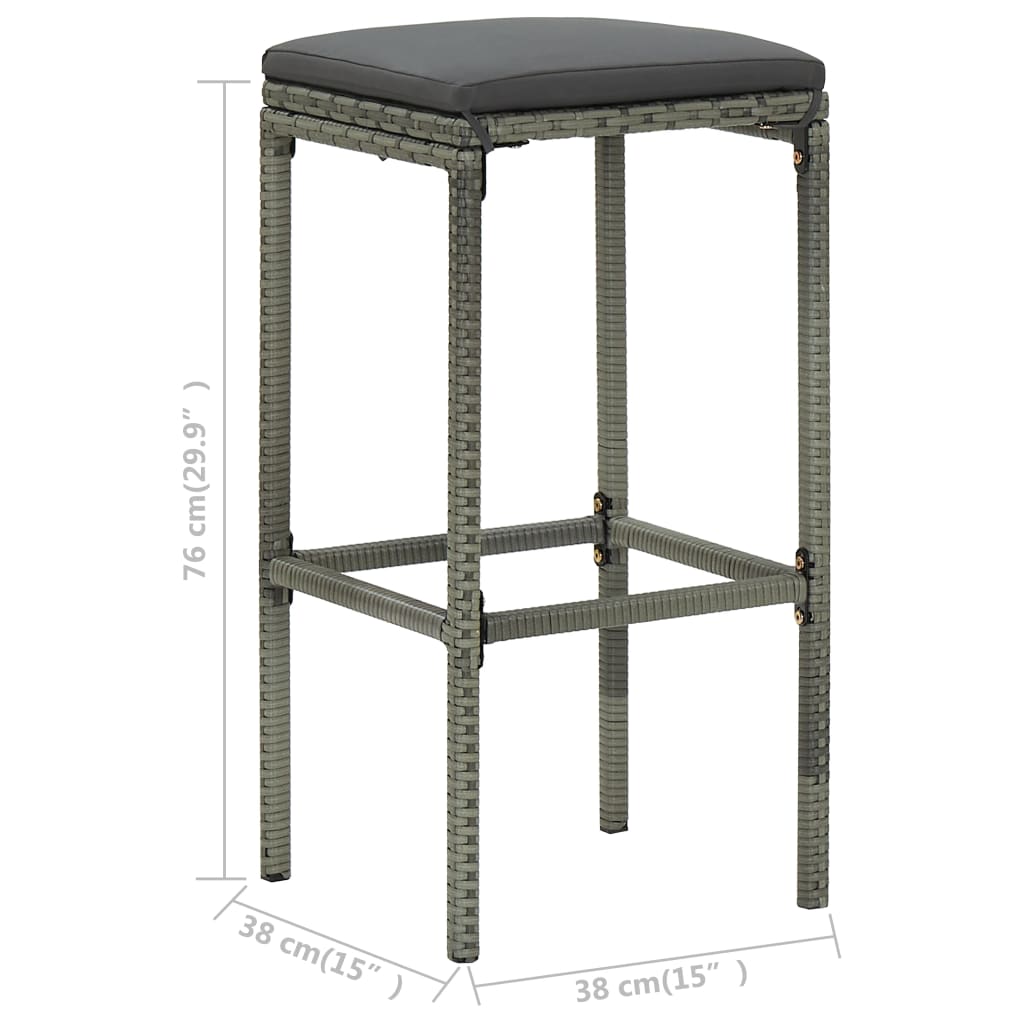 Ensemble de bar 3 pcs Résine tressée Gris - XIOS