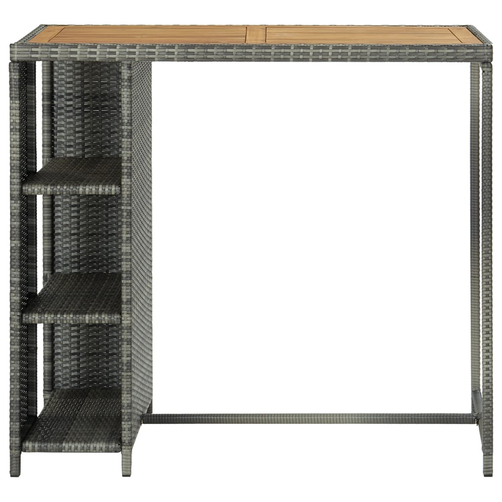 Table de bar avec rangement Gris 120x60x110 cm Résine tressée - XIOS
