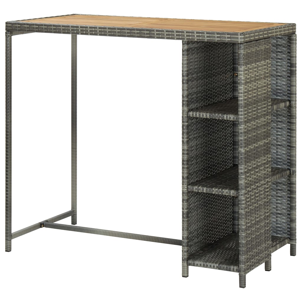 Table de bar avec rangement Gris 120x60x110 cm Résine tressée - XIOS