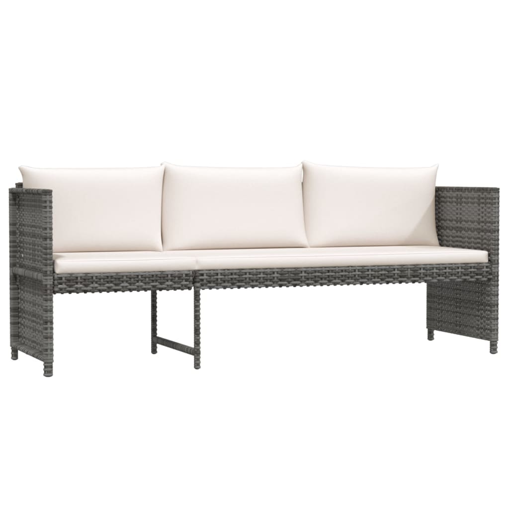 Salon de jardin 6 pcs avec coussins résine tressée gris