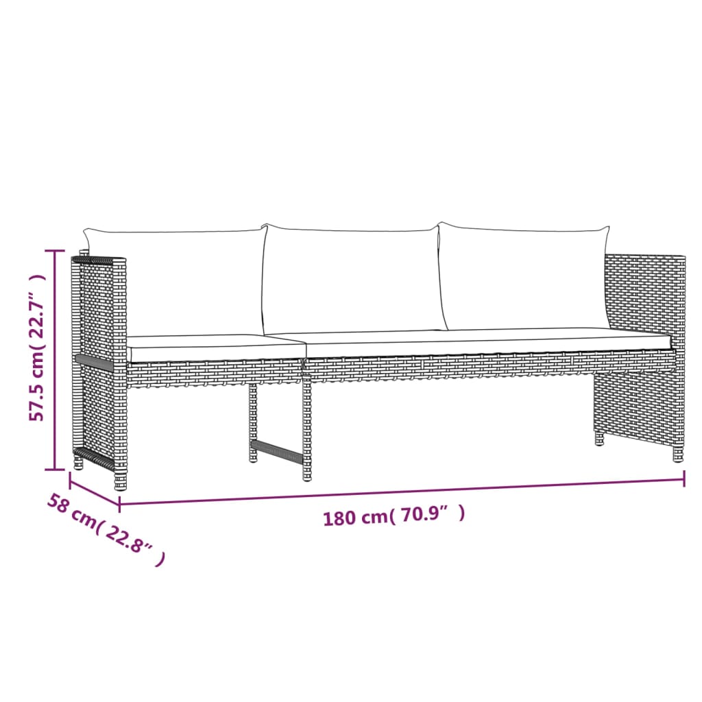 Salon de jardin 6 pcs avec coussins résine tressée gris