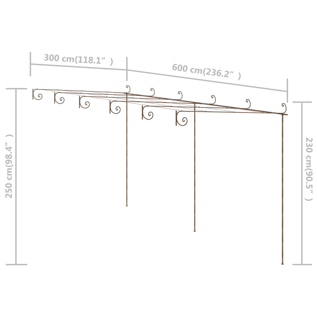 Pergola de jardin Marron antique 6x3x2,5 m Fer - XIOS