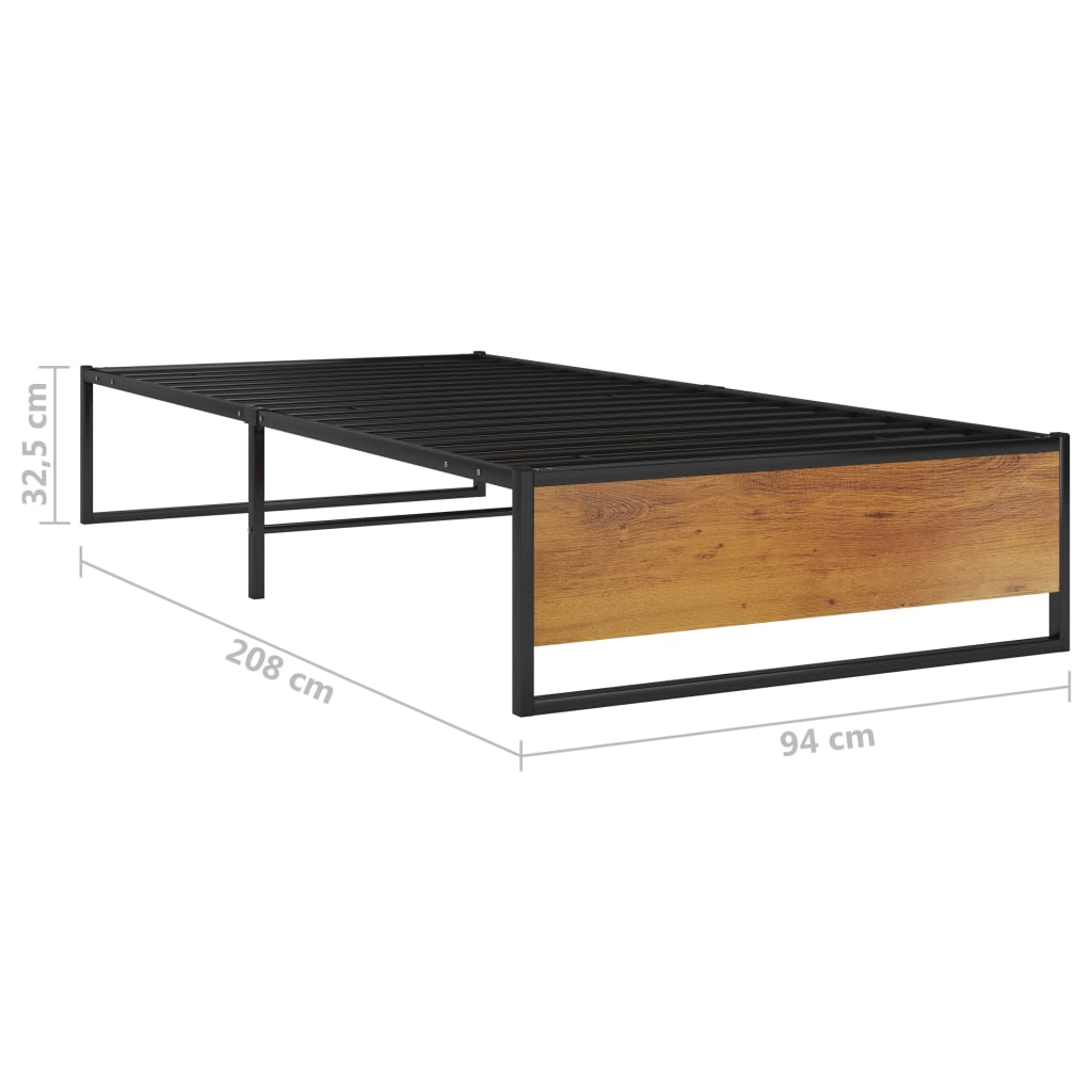 Cadre de lit sans matelas noir métal 90x200 cm - XIOS
