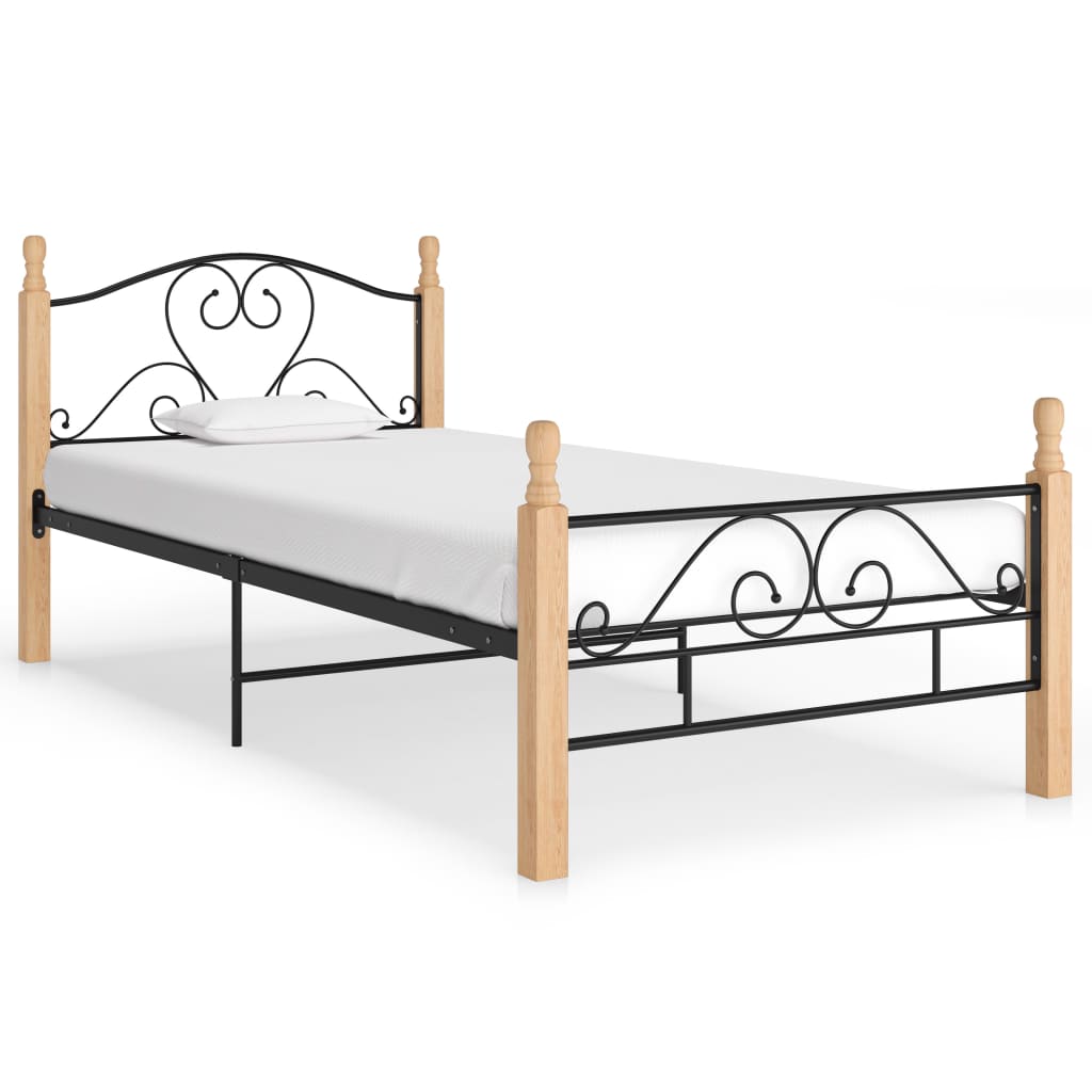 Cadre de lit sans matelas noir métal 90x200 cm - XIOS
