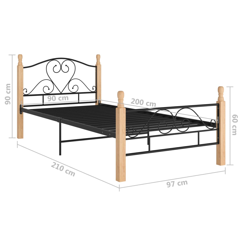 Cadre de lit sans matelas noir métal 90x200 cm - XIOS