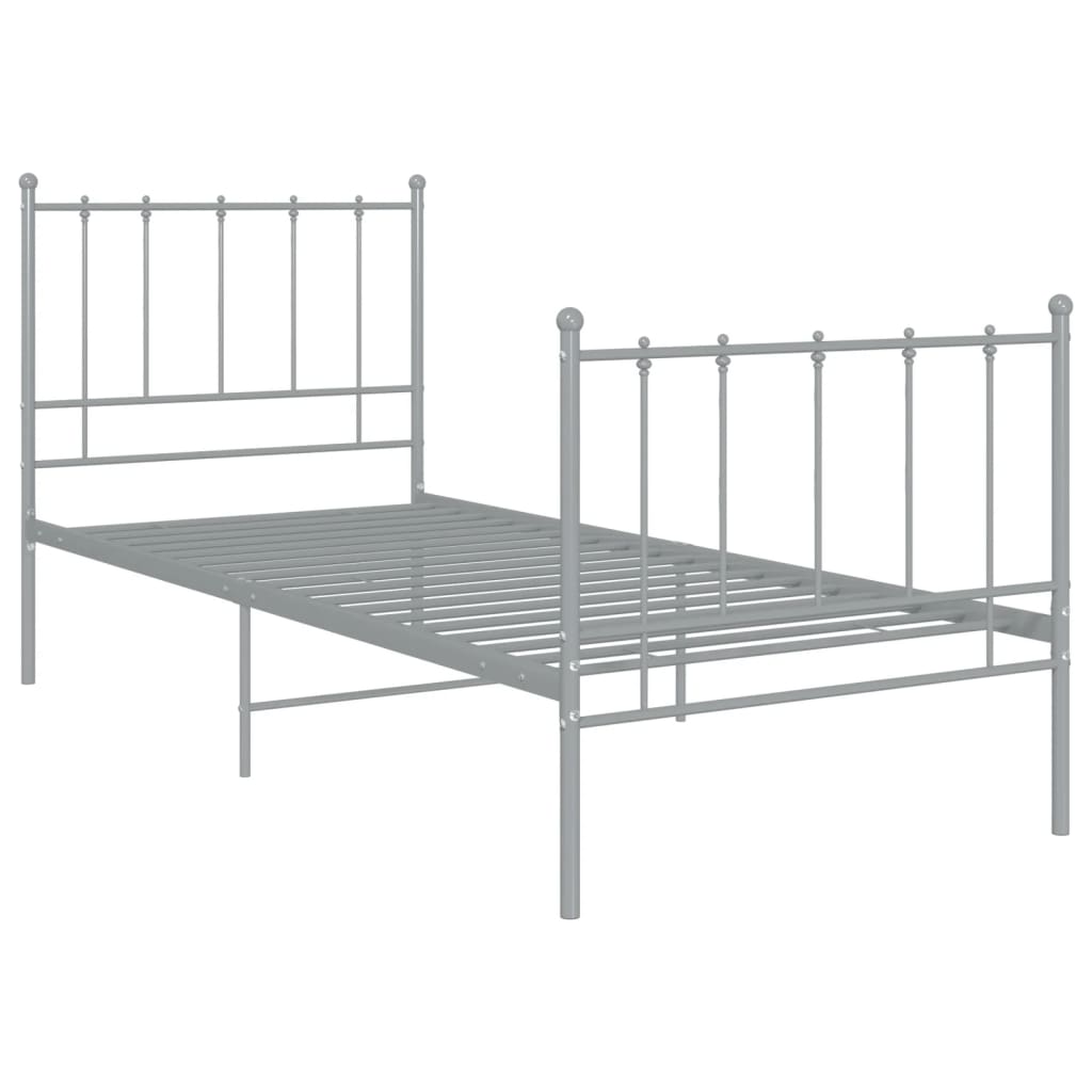 Cadre de lit sans matelas gris métal 100x200 cm - XIOS