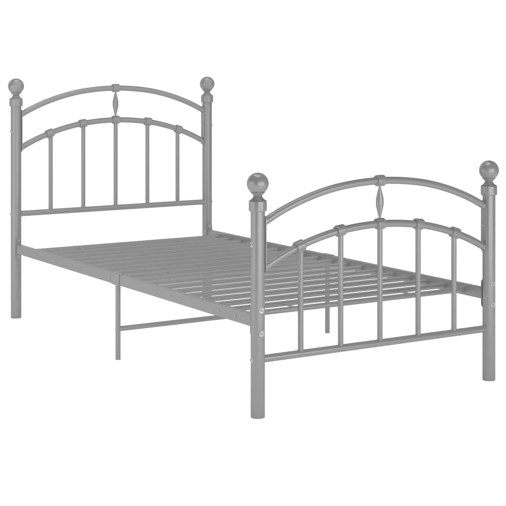Cadre de lit sans matelas gris métal 90x200 cm - XIOS