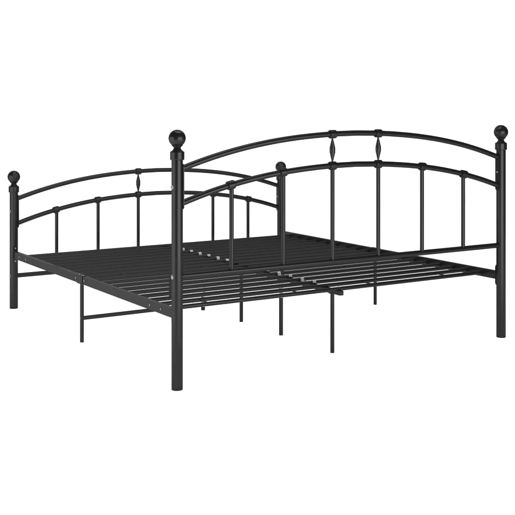 Cadre de lit avec tête de lit sans matelas noir 160x200cm métal - XIOS