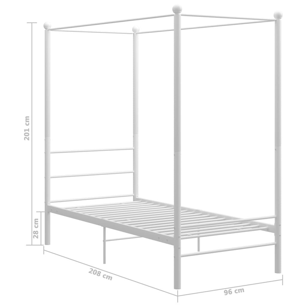 Cadre de lit à baldaquin sans matelas blanc métal 90x200 cm - XIOS