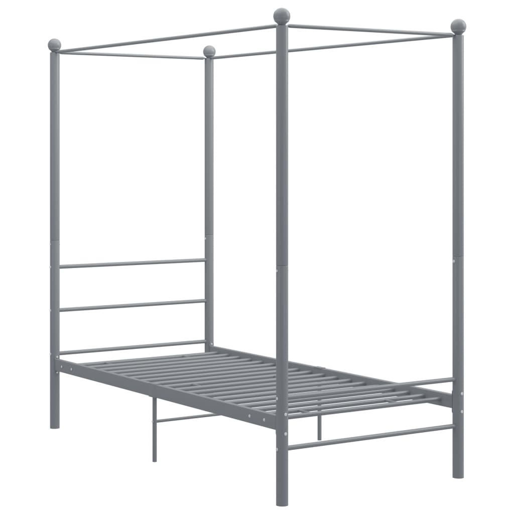 Cadre de lit à baldaquin sans matelas gris métal 90x200 cm - XIOS