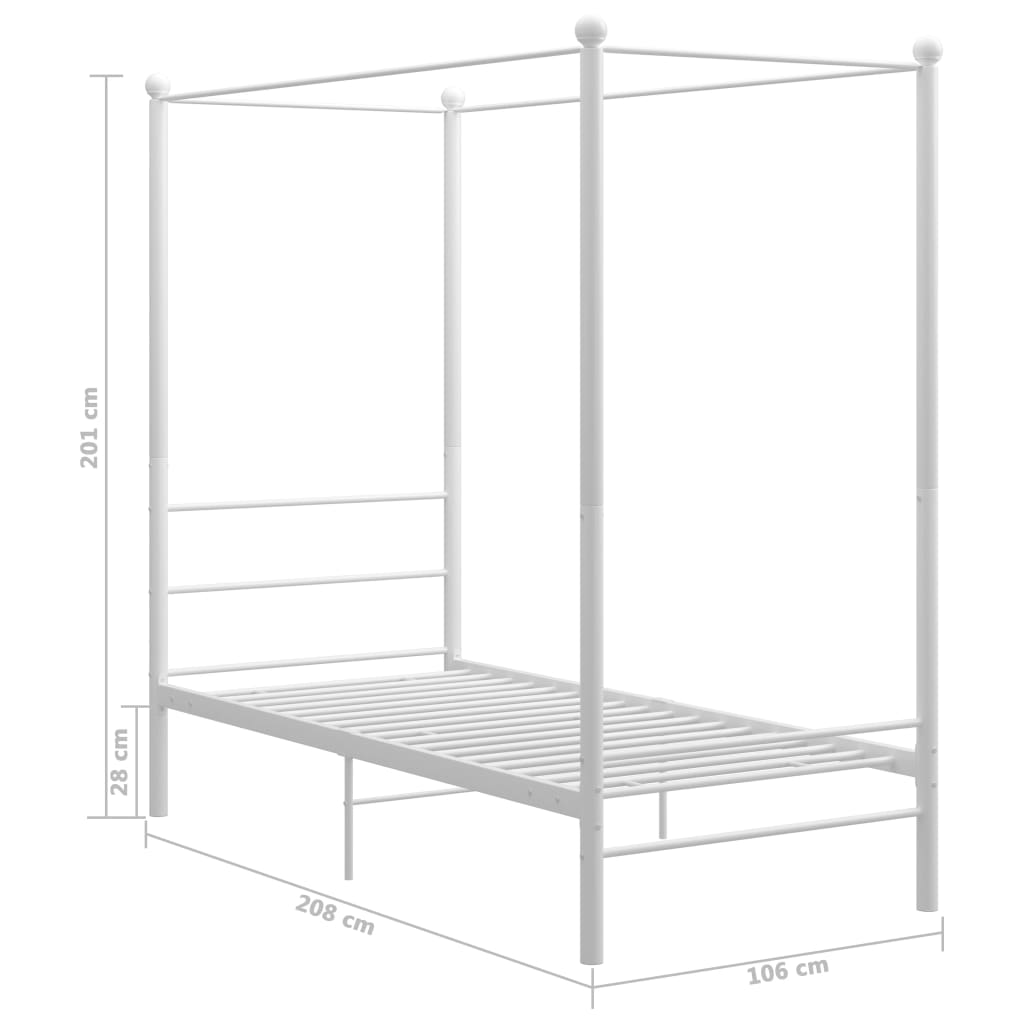 Cadre de lit à baldaquin sans matelas blanc métal 100x200 cm - XIOS