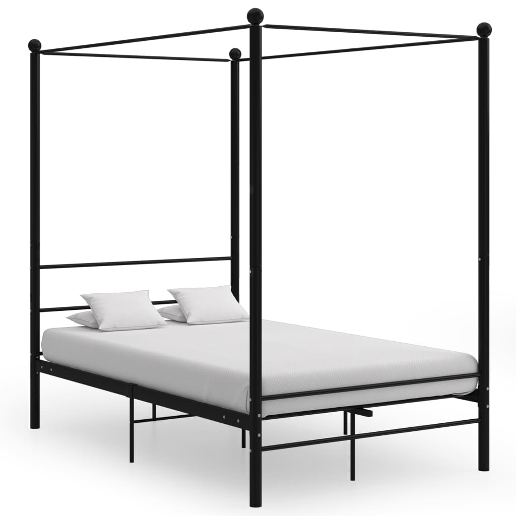 Cadre de lit à baldaquin sans matelas noir 140x200 cm métal - XIOS