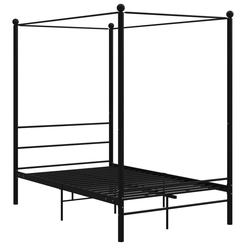 Cadre de lit à baldaquin sans matelas noir 140x200 cm métal - XIOS
