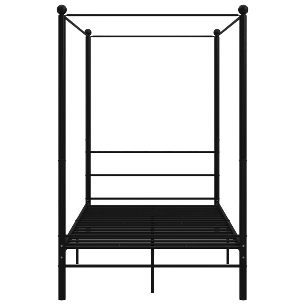 Cadre de lit à baldaquin sans matelas noir 140x200 cm métal - XIOS