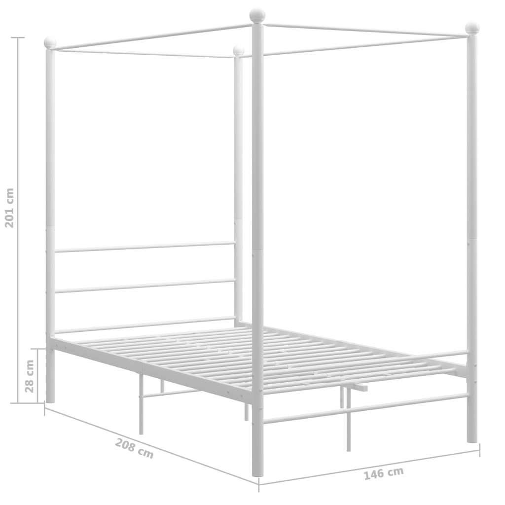Cadre de lit à baldaquin sans matelas blanc 140x200 cm métal - XIOS