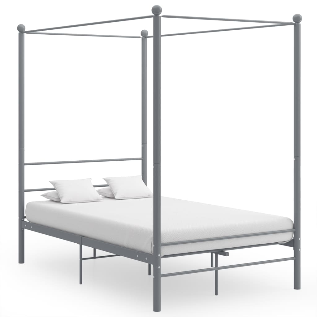 Cadre de lit à baldaquin sans matelas gris métal 140x200 cm - XIOS