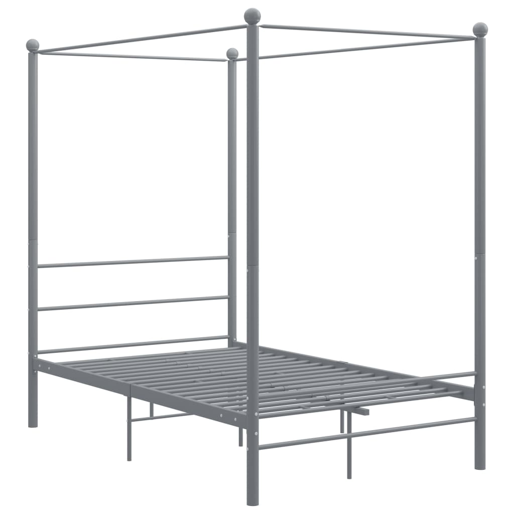 Cadre de lit à baldaquin sans matelas gris métal 140x200 cm - XIOS