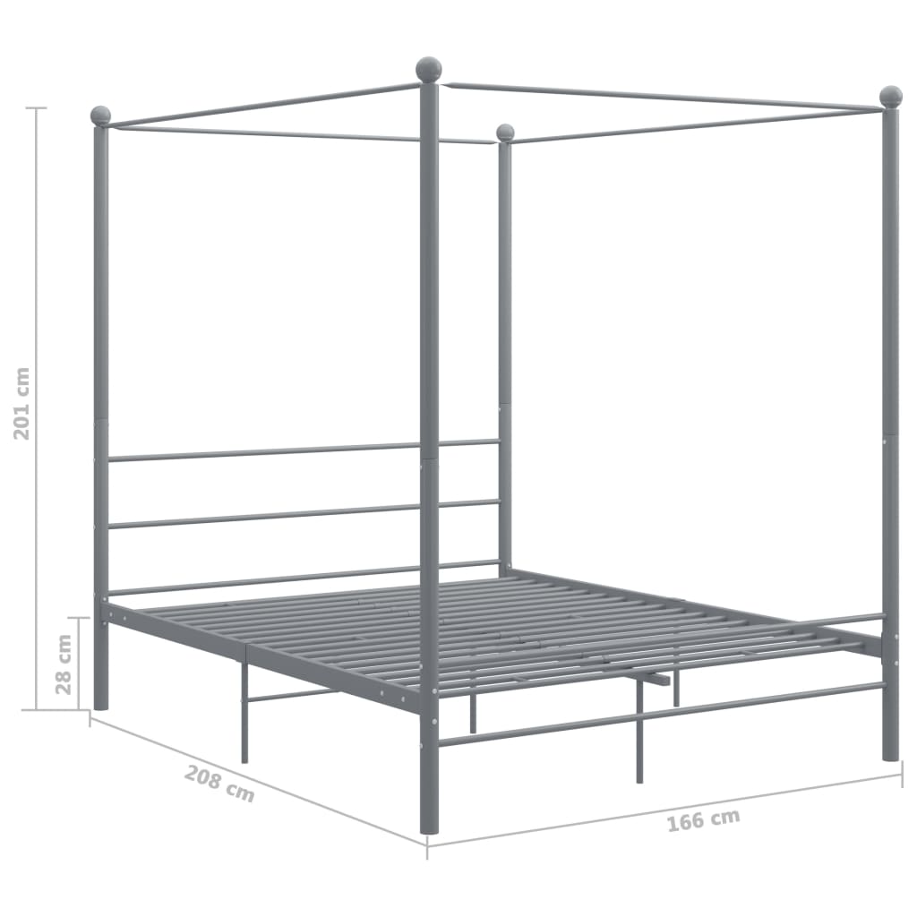 Cadre de lit à baldaquin sans matelas gris métal 160x200 cm - XIOS
