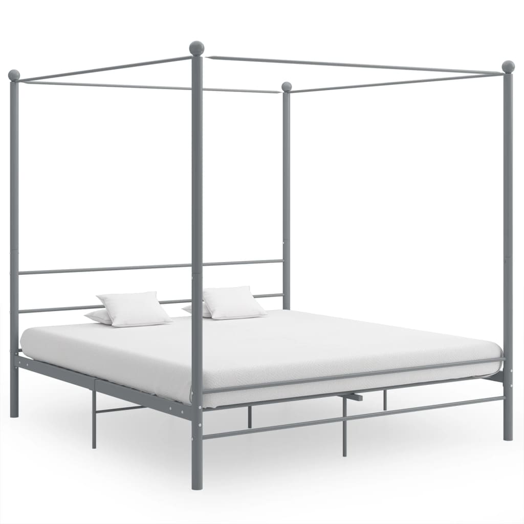 Cadre de lit à baldaquin sans matelas gris métal 180x200 cm - XIOS