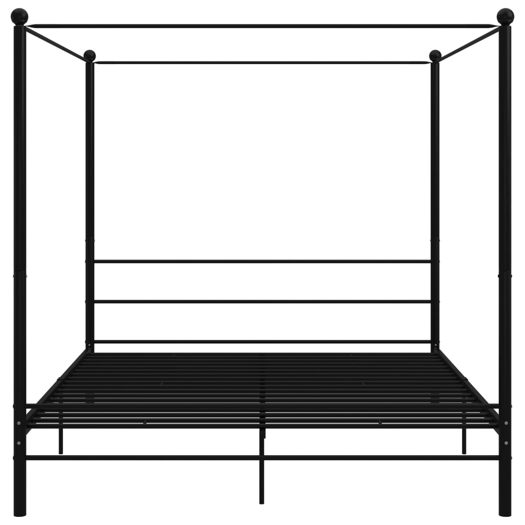 Cadre de lit à baldaquin sans matelas noir métal 200x200 cm - XIOS