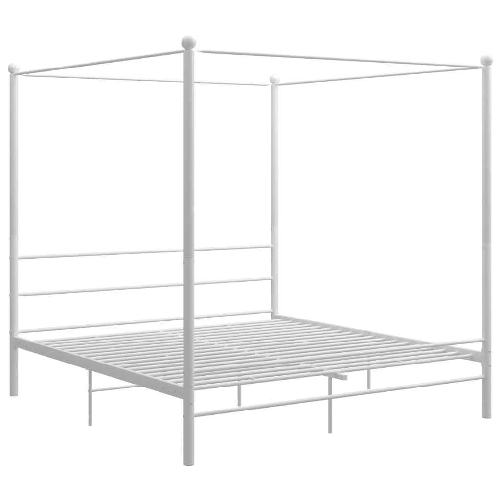 Cadre de lit à baldaquin sans matelas blanc métal 200x200 cm - XIOS