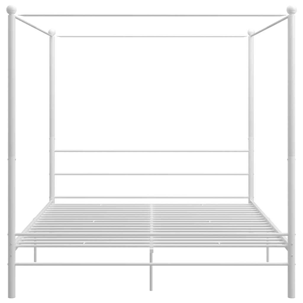 Cadre de lit à baldaquin sans matelas blanc métal 200x200 cm - XIOS