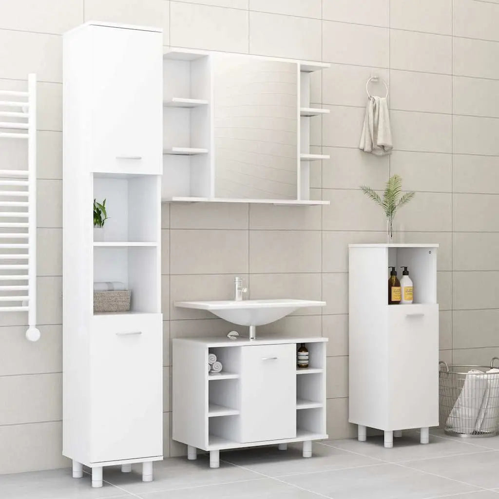 Ensemble de meubles de salle de bain 4pcs Blanc Bois ingénierie - XIOS