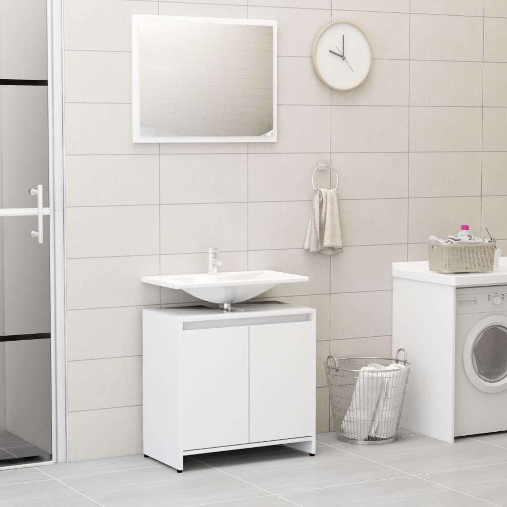 Ensemble de meubles de salle de bain 3 pcs Blanc Aggloméré