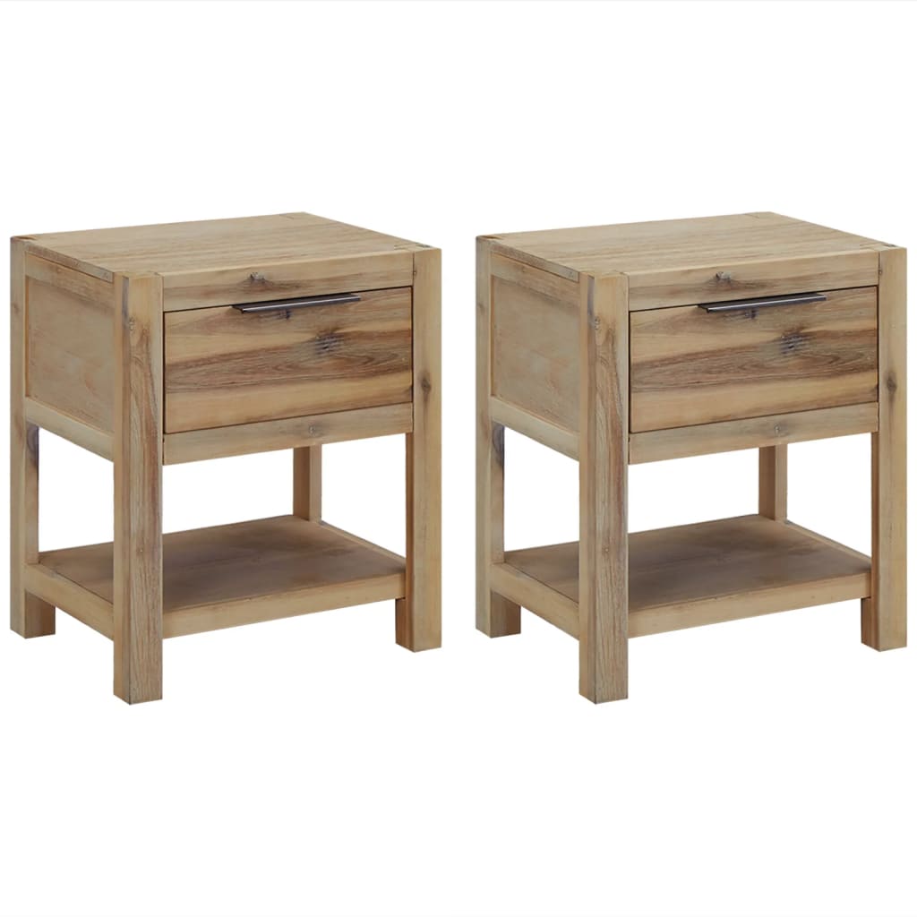 Tables de chevet avec tiroirs 2 pcs 40x30x48 cm Acacia solide - XIOS