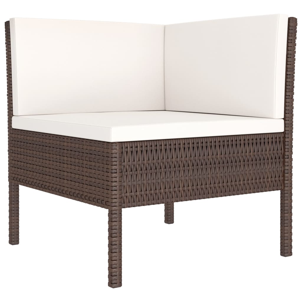 Salon de jardin 6 pcs avec coussins Résine tressée Marron