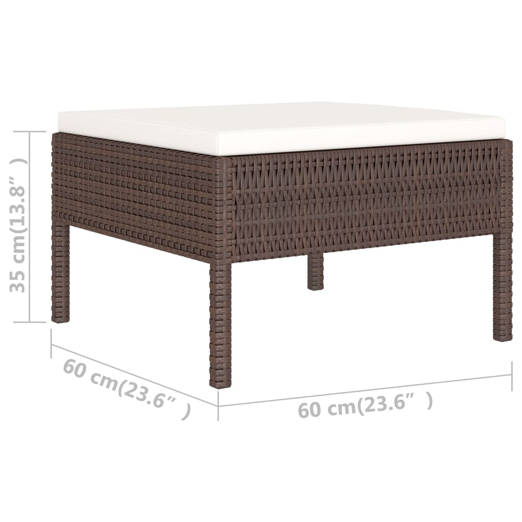 Salon de jardin 6 pcs avec coussins Résine tressée Marron