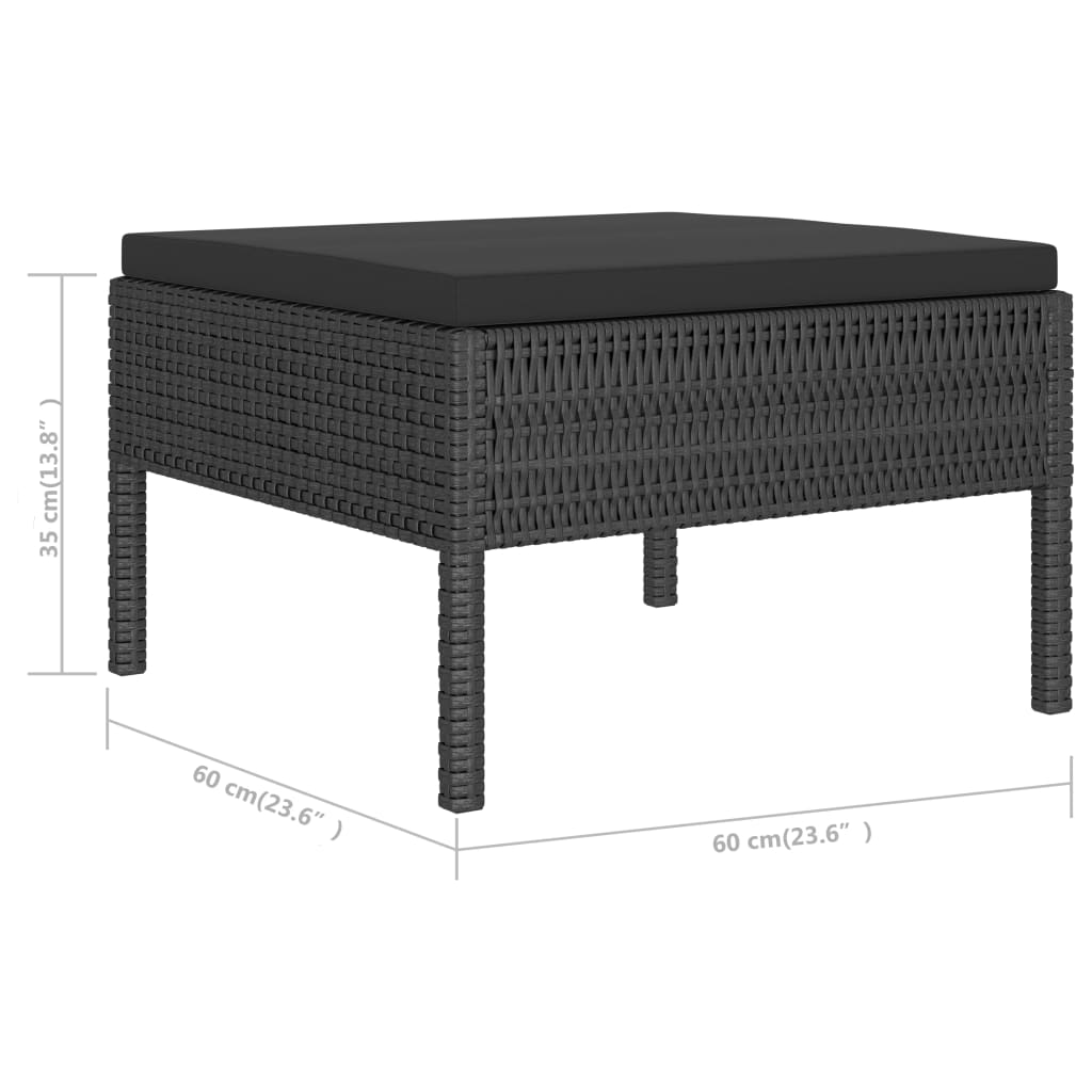 Salon de jardin 6 pcs avec coussins résine tressée noir