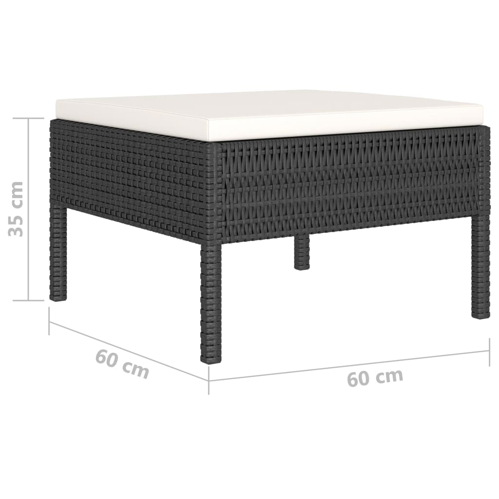 Salon de jardin 4 pcs avec coussins Résine tressée Noir